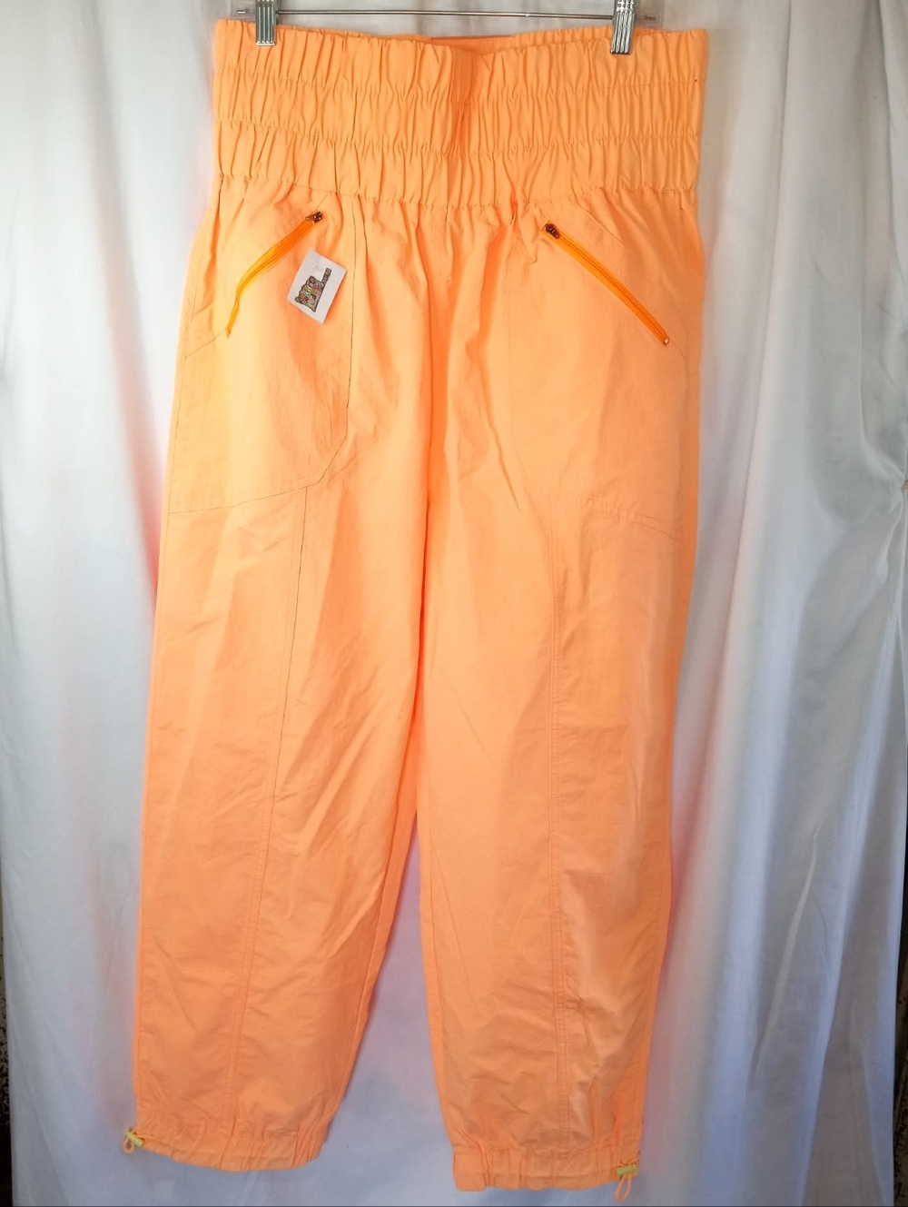 NWOT Zenana Outfitters High-Waist Jogger Pants Orange Windbreaker Retro 80s 90s - Picture 2 of 7